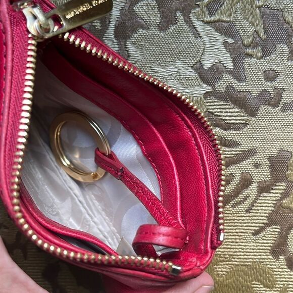 Michael Kors Red Leather Studded Mini Wallet with Keychain - Picture 6 of 11